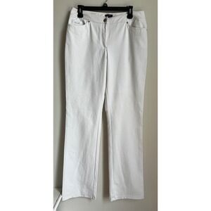 Bylyse‎ White Straight Leg Pants Rhinestone Accents Women's Size   10